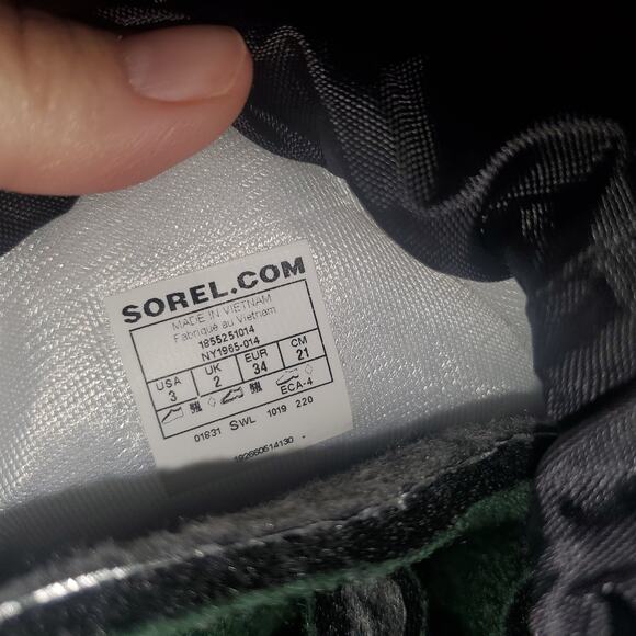 SOREL Big Kids Size 3 Flurry Snow Boot Black Super Blue Hook Loop - Picture 10 of 12